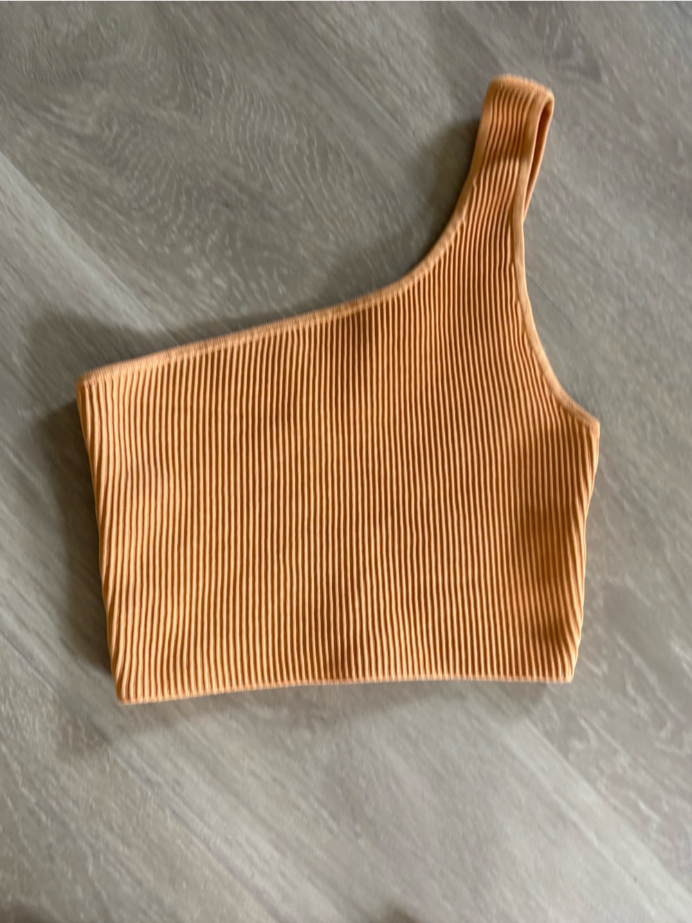 Babaton One-Shoulder Ribbed Crop Top - Peach - M